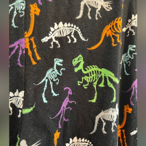 Dinosaur 🦖 2 Pc Pajamas / Thermal Underwear- Black w Dino Skeletons - Picture 2 of 8